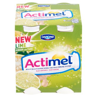 Danone Actimel zsírszegény, élőflórás, lime-yuzu-gyömbérízű joghurtital 4 x 100 g