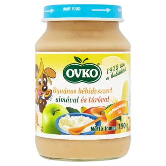 Ovko gluténtartalmú banános bébidesszert almával és túróval 5 hónapos kortól 190 g
