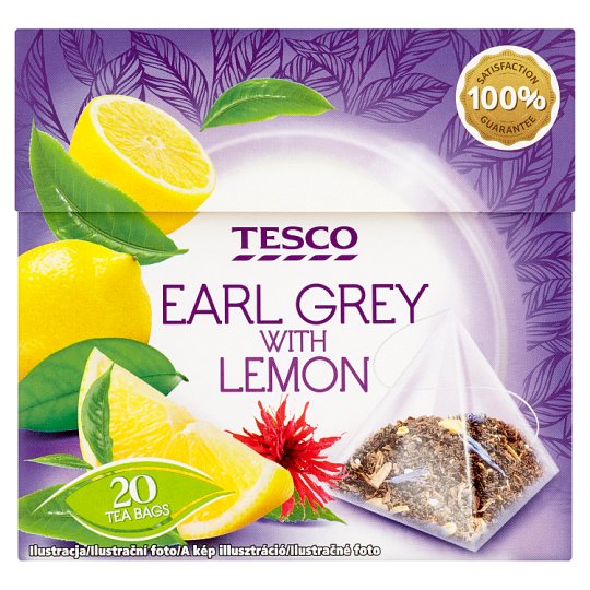 Tesco Earl Grey ízű filteres fekete tea citrom- és narancshéjjal, búzavirágszirommal 20 filter 36 g