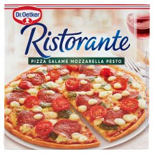 Dr. Oetker Ristorante gyorsfagyasztott pizza szalámival, mozzarella sajttal és pesto szósszal 360 g