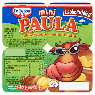 Dr. Oetker Paula Mini csokoládéízű puding vaníliaízű foltokkal 4 x 50 g