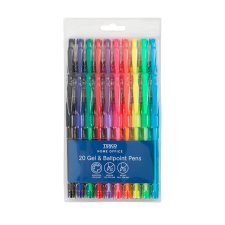 Tesco Home Office Coloured Gel & Ballpoint Pen Set 20 pcs