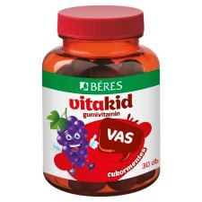 Béres VitaKid Iron Sugar-Free Gum Tablet Food Supplement 30 x 3 g (90 g)