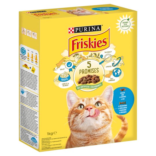 Friskies teljes értékű állateledel felnőtt macskák számára lazaccal és zöldségekkel 1 kg