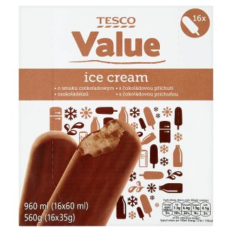 Tesco Value csokoládéízű jégkrém kakaós bevonattal 16 x 60 ml