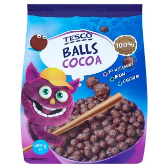 Tesco kakaós gabonagolyók hozzáadott vitaminokkal és ásványi anyagokkal 450 g