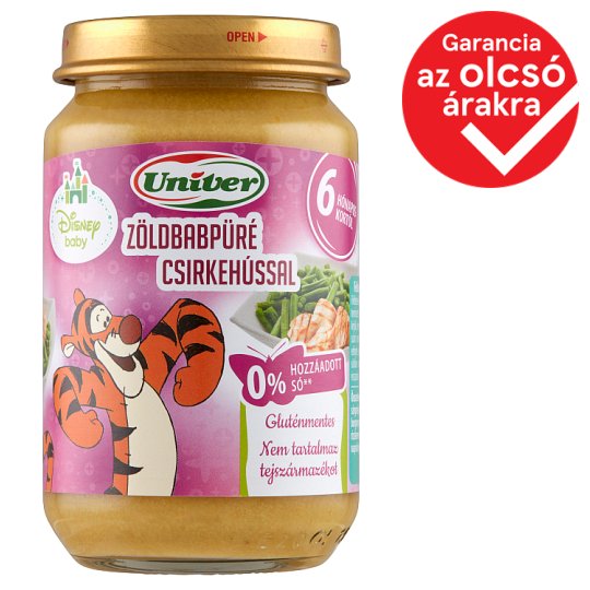 Univer zöldbabpüré csirkehússal bébiétel 6 hónapos kortól 163 g