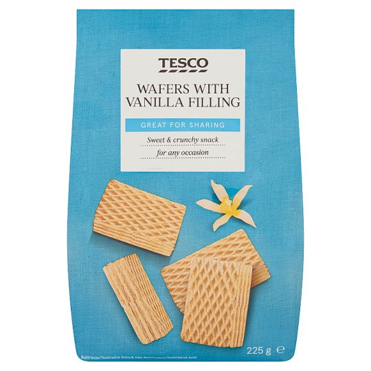 Tesco Wafers with Vanilla Filling 225 g Tesco Online, Tesco From Home, Tesco Doboz