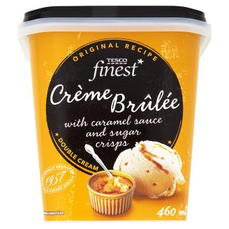 Tesco Finest Crème Brûlée-ízű tejes jégkrém karamellöntettel és karamellizált cukordarabokkal 460 ml