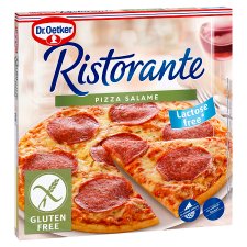 Dr. Oetker Ristorante Pizza Salame gyorsfagyasztott gluténmentes pizza sajttal és szalámival 315 g
