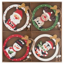 Wooden Hanging Decoration Set 17,5 x 17,5 x 1,5 cm 8 pcs