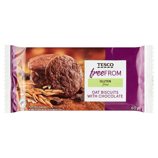 Tesco Free From GlutenFree Oat Biscuits with Chocolate 50 g Tesco