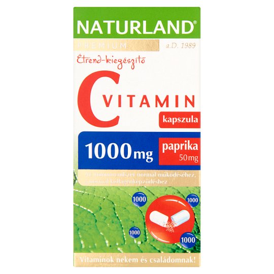 Naturland Premium 1000 mg C-vitamin étrend-kiegészítő kapszula paprikával 40 db 46,72 g