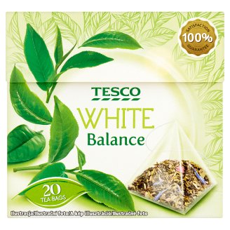 Tesco White Balance rózsa- és búzavirággal ízesített zöld és fehér teakeverék 20 filter 34 g