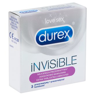 Durex Invisible extra vékony óvszer megnövelt mennyiségű síkosítóval 3 db