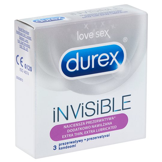 Durex Invisible extra vékony óvszer megnövelt mennyiségű síkosítóval 3 db