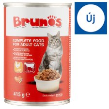 Brunos teljes értékű állateledel felnőtt macskák számára, falatok baromfival marhával szószban 415 g