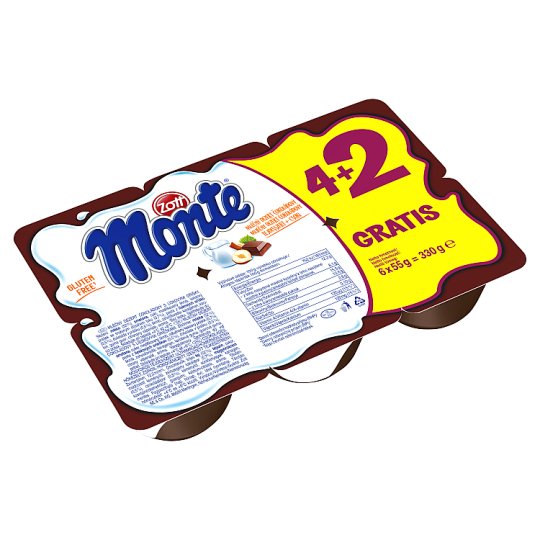Zott Monte csokoládés-mogyorós tejdesszert 6 x 55 g