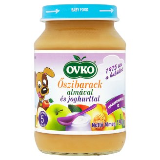 Ovko gluténmentes őszibarack almával és joghurttal bébidesszert 5 hónapos kortól 190 g