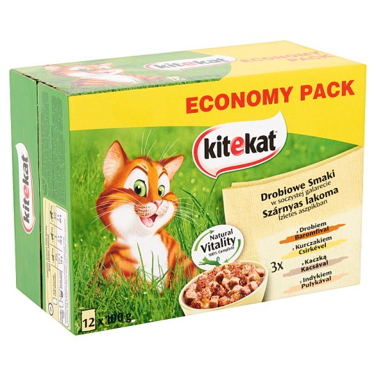 Kitekat Szárnyas Lakoma teljes értékű eledel felnőtt macskák számára ízlestes aszpikban 12 x 100 g