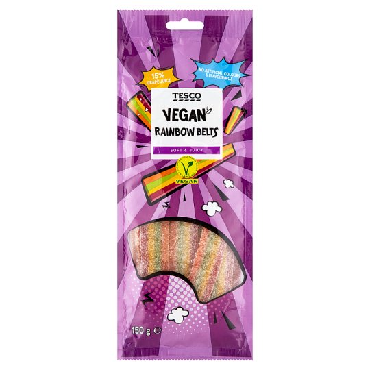 Tesco Vegan Rainbow Belts Strawberry Flavored Candy 150 g Tesco