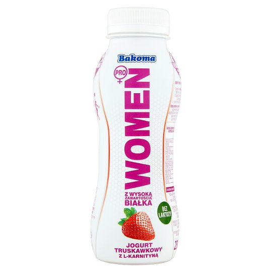 Bakoma Women Pro Jogurt z wysoką zawartością białka truskawkowy z L-karnityną 230 g