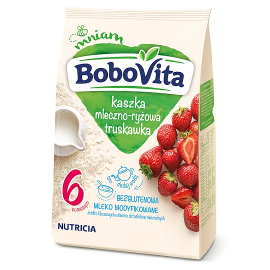 BoboVita Kaszka mleczno-ryżowa truskawka po 6 miesiącu 230 g