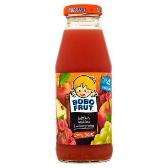 Bobo Frut 100% Sok jabłko malina i winogrona po 4 miesiącu 300 ml