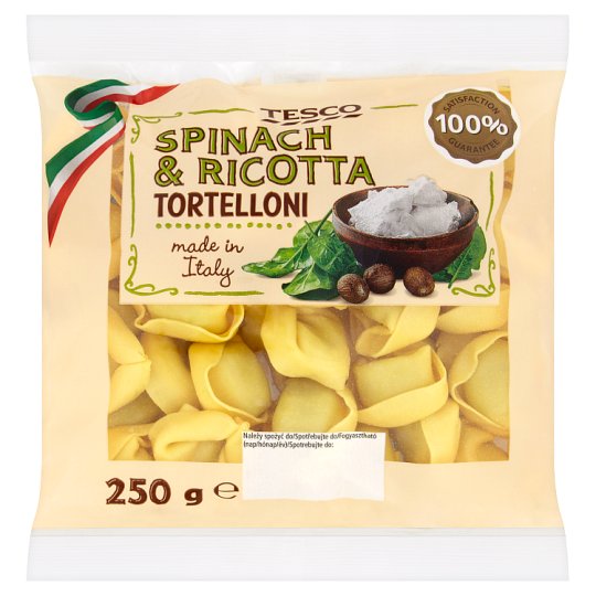 Tesco Pierożki tortelloni z serem ricotta i szpinakiem 250 g