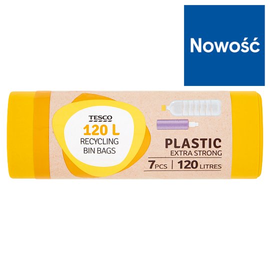 Tesco Plastic Extra Strong Worki na śmieci 120 l 7 sztuk