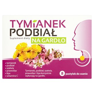 Tymianek Podbiał Na gardło Suplement diety 8 pastylek