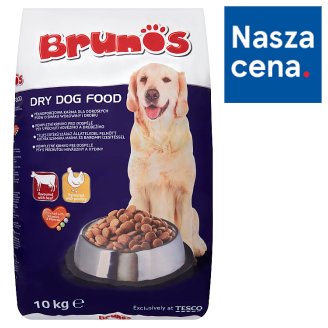 Brunos Pełnoporcjowa karma dla dorosłych psów granulki o smaku wołowiny i drobiu 10 kg
