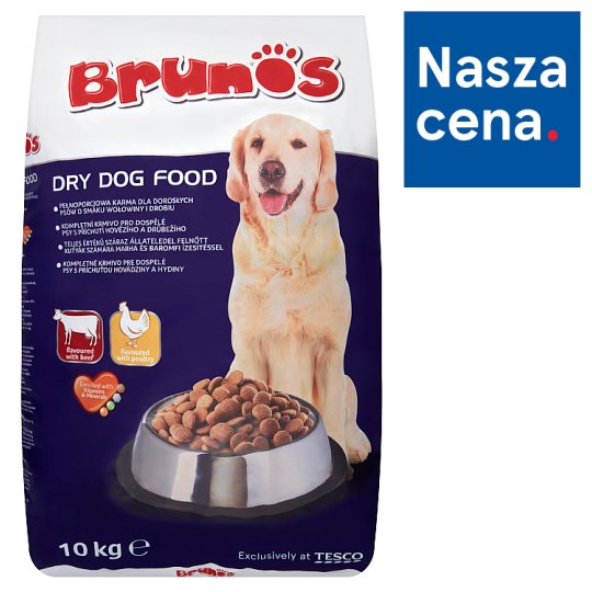Brunos Pełnoporcjowa karma dla dorosłych psów granulki o smaku wołowiny i drobiu 10 kg