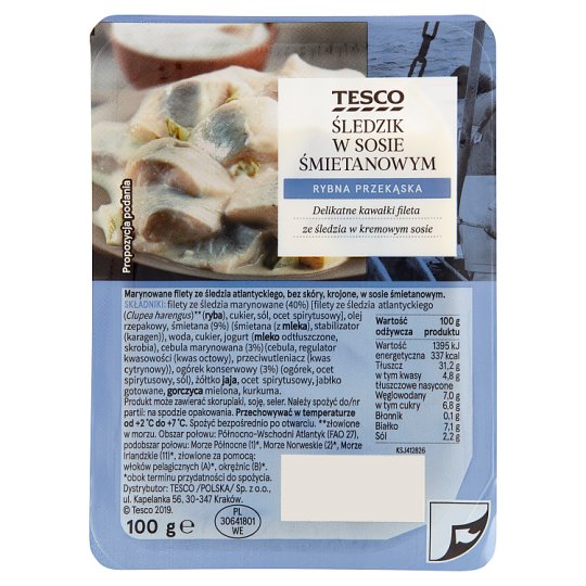 Tesco Śledzik w sosie śmietanowym 100 g