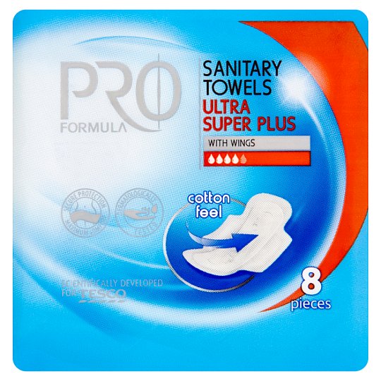 Tesco Pro Formula Podpaski higieniczne ze skrzydełkami Super Plus 8 sztuk