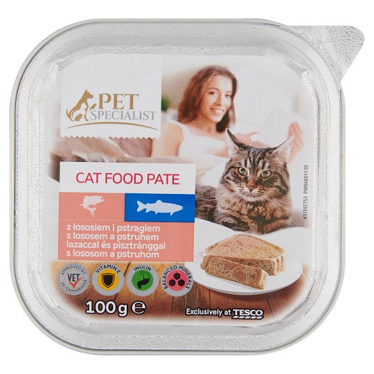Tesco Pet Specialist Karma dla dorosłych kotów pasztet z łososiem i pstrągiem 100 g