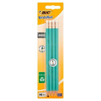 BiC Evolution Original Bezdrzewny ołówek grafitowy z gumką HB 4 sztuki