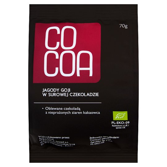 Cocoa Jagody goji w surowej czekoladzie 70 g