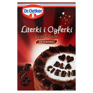 Dr. Oetker Literki i cyferki z czekolady deserowej 60 g (82 sztuki)