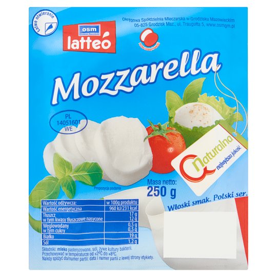OSM Grodzisk Mazowiecki latteó Mozzarella naturalna 250 g