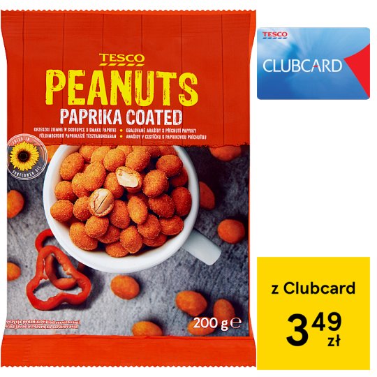 Tesco Orzeszki ziemne w skorupce o smaku papryki 200 g
