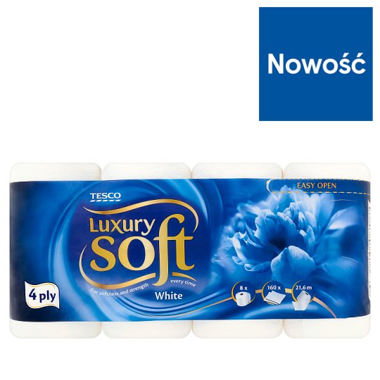 Tesco Luxury Soft White Papier toaletowy 8 rolek