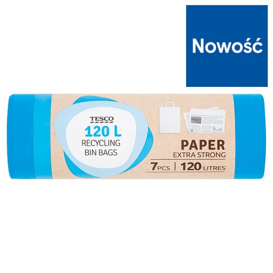 Tesco Paper Extra Strong Worki na śmieci 120 l 7 sztuk