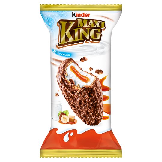Kinder Maxi King Wafel z mlecznym i karmelowym nadzieniem pokryty czekoladą i orzechami 35 g