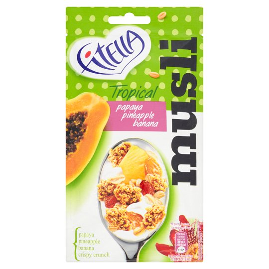 Fitella Musli chrupkie tropikalne z papają ananasem i bananem 50 g