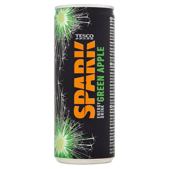 Tesco Spark Gazowany napój energetyzujący o smaku zielonego jabłka 250 ml