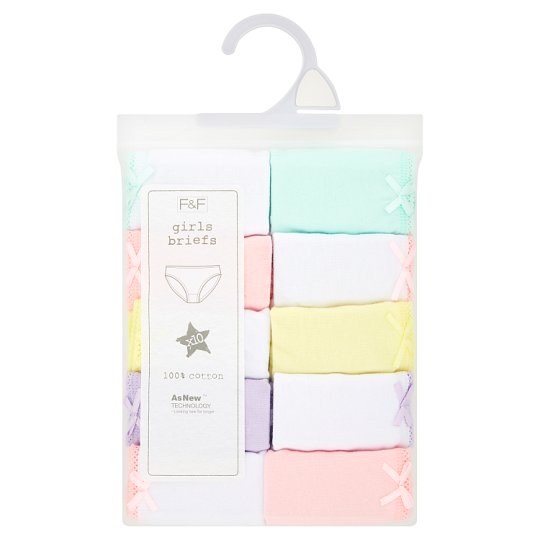 image 1 of F&F Kids Girls briefs 10 pieces in a pack,11-12 years,Multicolor