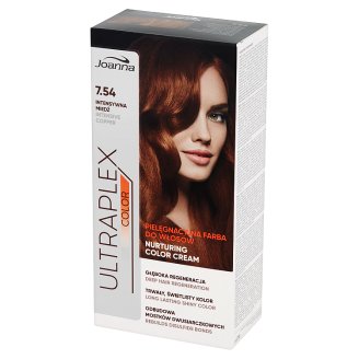 Joanna Ultraplex Color Pielęgnacyjna farba do włosów Intensywna miedź 7.54