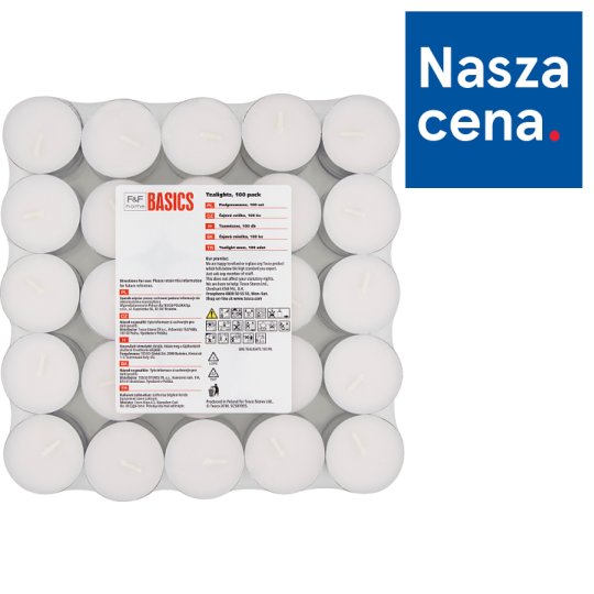 F&F Home Basics White Tealights 100 Pieces