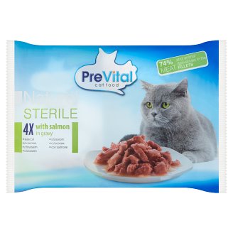 PreVital Naturel Karma dla dorosłych kotów po sterylizacji fileciki z łososiem w sosie 4 x 85 g